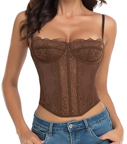 Raxnode Lace Bustier Corset Tops for Women - Sexy Going Out Party Club Top with Buckle - Image 1