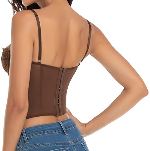 Raxnode Lace Bustier Corset Tops for Women - Sexy Going Out Party Club Top with Buckle - Image 2