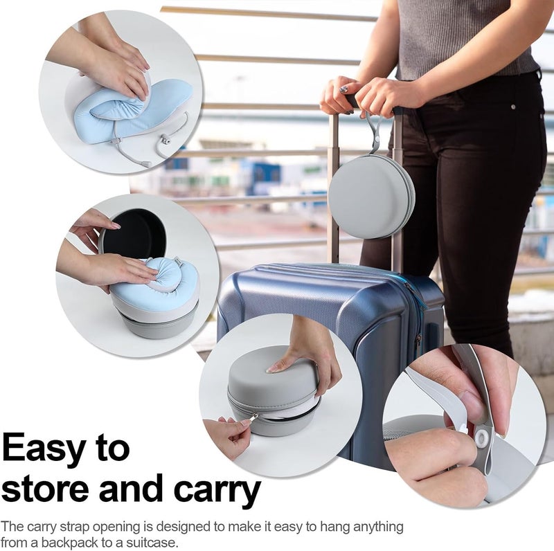 KASTWAVE Neck Pillow for Traveling, 100% Pure Memory Foam Neck Pillow, with Neck Support, with Storage Box, for Flight Headrest Sleep, Portable Plane Accessories, Light (Grey) - Image 4