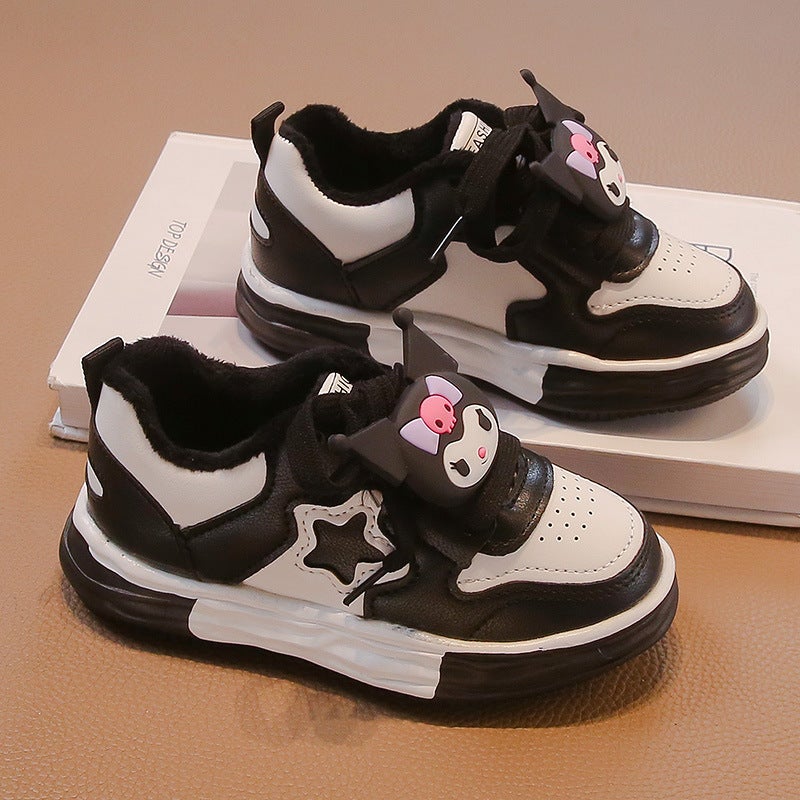 Children'S Fleece-Lined Low-Top Board Shoes 2024 Winter New Warm Non-Slip Fashion Casual Shoes Lace-Up Boys Fashionable Cotton - Image 2