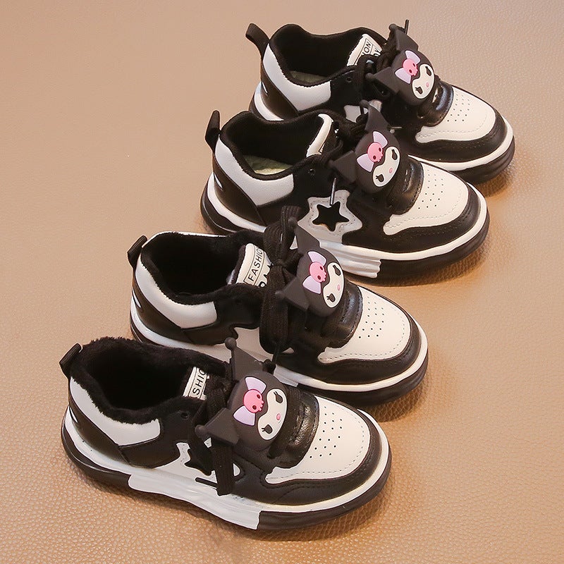 Children'S Fleece-Lined Low-Top Board Shoes 2024 Winter New Warm Non-Slip Fashion Casual Shoes Lace-Up Boys Fashionable Cotton - Image 4