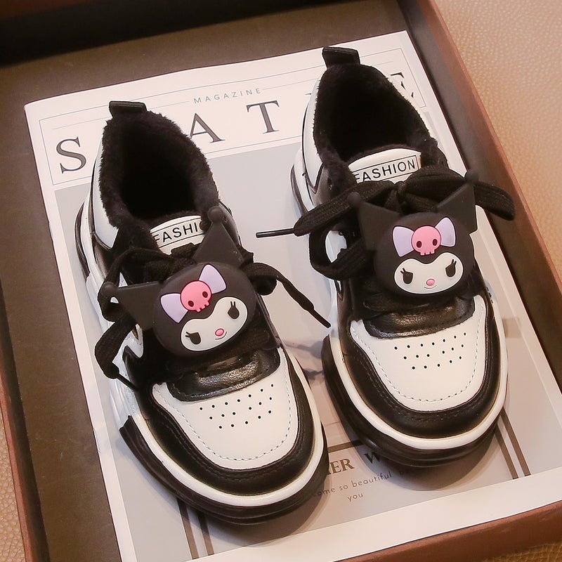 Children'S Fleece-Lined Low-Top Board Shoes 2024 Winter New Warm Non-Slip Fashion Casual Shoes Lace-Up Boys Fashionable Cotton - Image 3