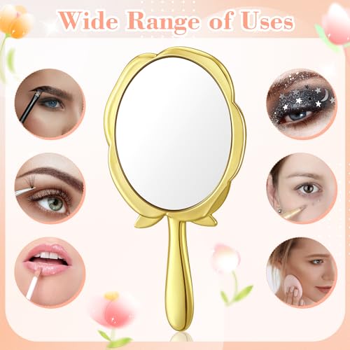 Suzile 36 Set Vintage Handheld Mirror Mini Rose Compact Mirror Quinceanera Party Favors Gift for Guests Princess Party Supplies with Thank You Tags for Wedding Bachelorette Souvenir Gift(Gold) - Image 4