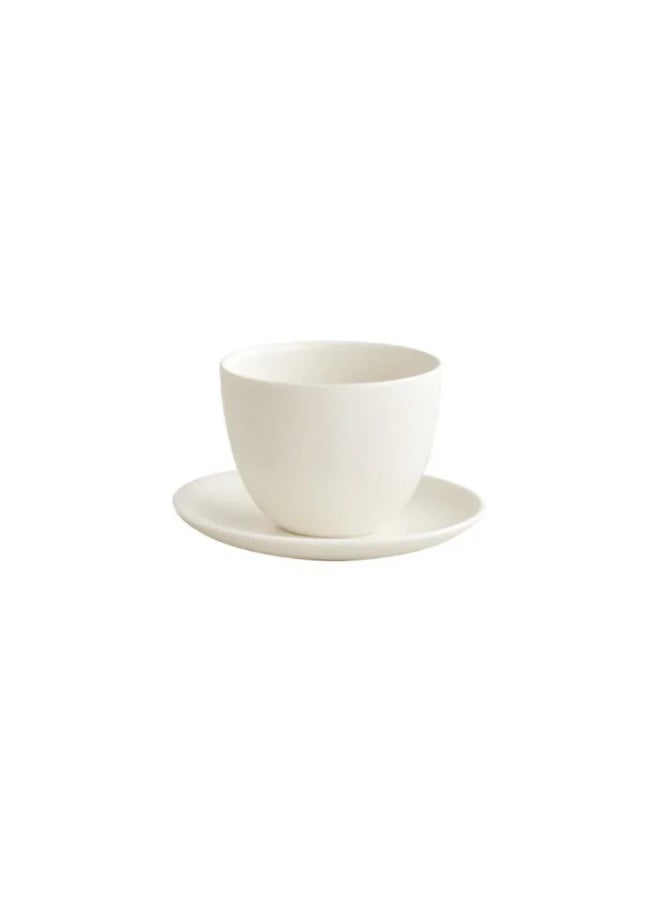 Kinto PEBBLE Porcelain Coffee Cup and Saucer Set White 180ml - Image 1