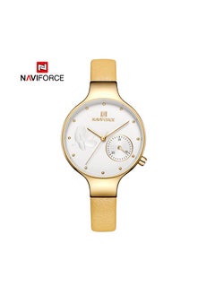 NAVIFORCE Elegant Women's Quartz Watch Stylish Round Dial with Floral Embossed Design Sub-Dial Display Leather Strap Fashionable Timepiece for Everyday Wear and Special Occasions  - Image 1