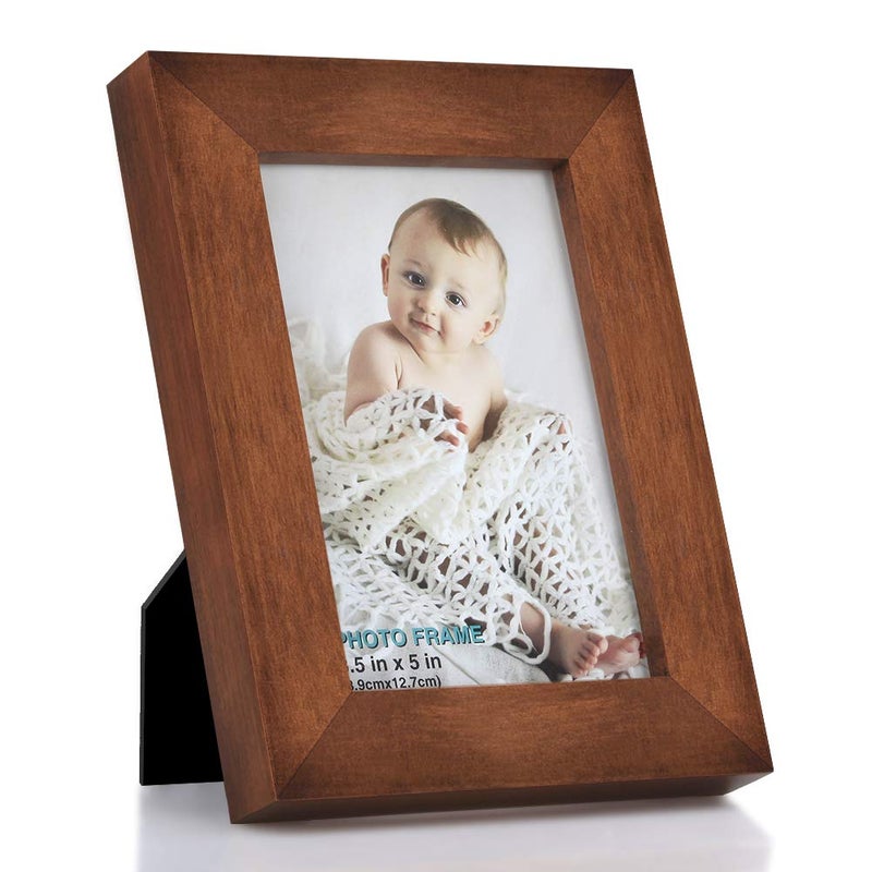 RPJC RPJC 4x6 inch Picture Frame Made of Solid Wood High Definition Glass for Table Top Display and Wall Mounting Photo Frame Brown