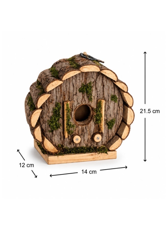 DAYANG Natural Wooden Bird Nesting Box with Moss Decor for Zebra Finch and Small Exotic Birds 21.5x14x12cm - Image 2