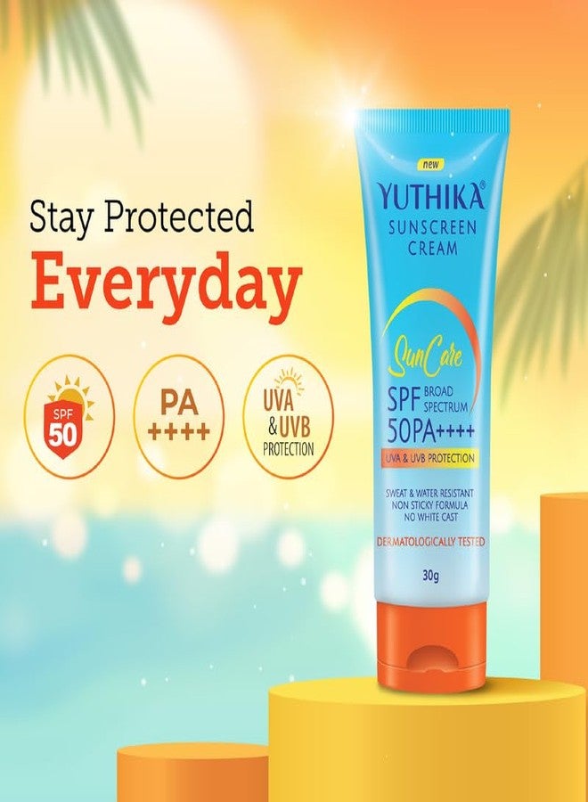 يوتيكا كريم يوثيكا الواقي من الشمس SPF 50 PA++++ 30 غرام | حماية عالية، تركيبة غير دهنية، حماية من الأشعة فوق البنفسجية UVA وUVB لجميع أنواع البشرة - Image 3