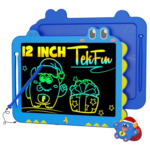 TEKFUN LCD Writing Tablet for Kids 12 Inch Doodle Board Colorful Drawing Tablet Reusable Electronic Pads Educational and Learning Toys Gifts for 313 Year Old Boy and Girl Blue - Image 1