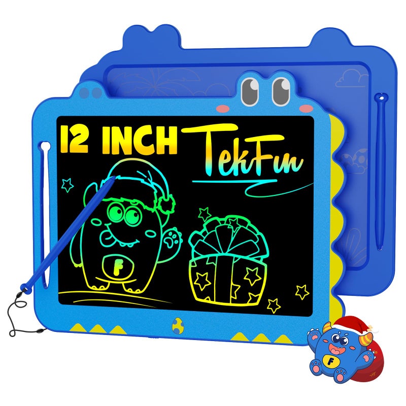 TEKFUN LCD Writing Tablet for Kids 12 Inch Doodle Board Colorful Drawing Tablet Reusable Electronic Pads Educational and Learning Toys Gifts for 313 Year Old Boy and Girl Blue - Image 2