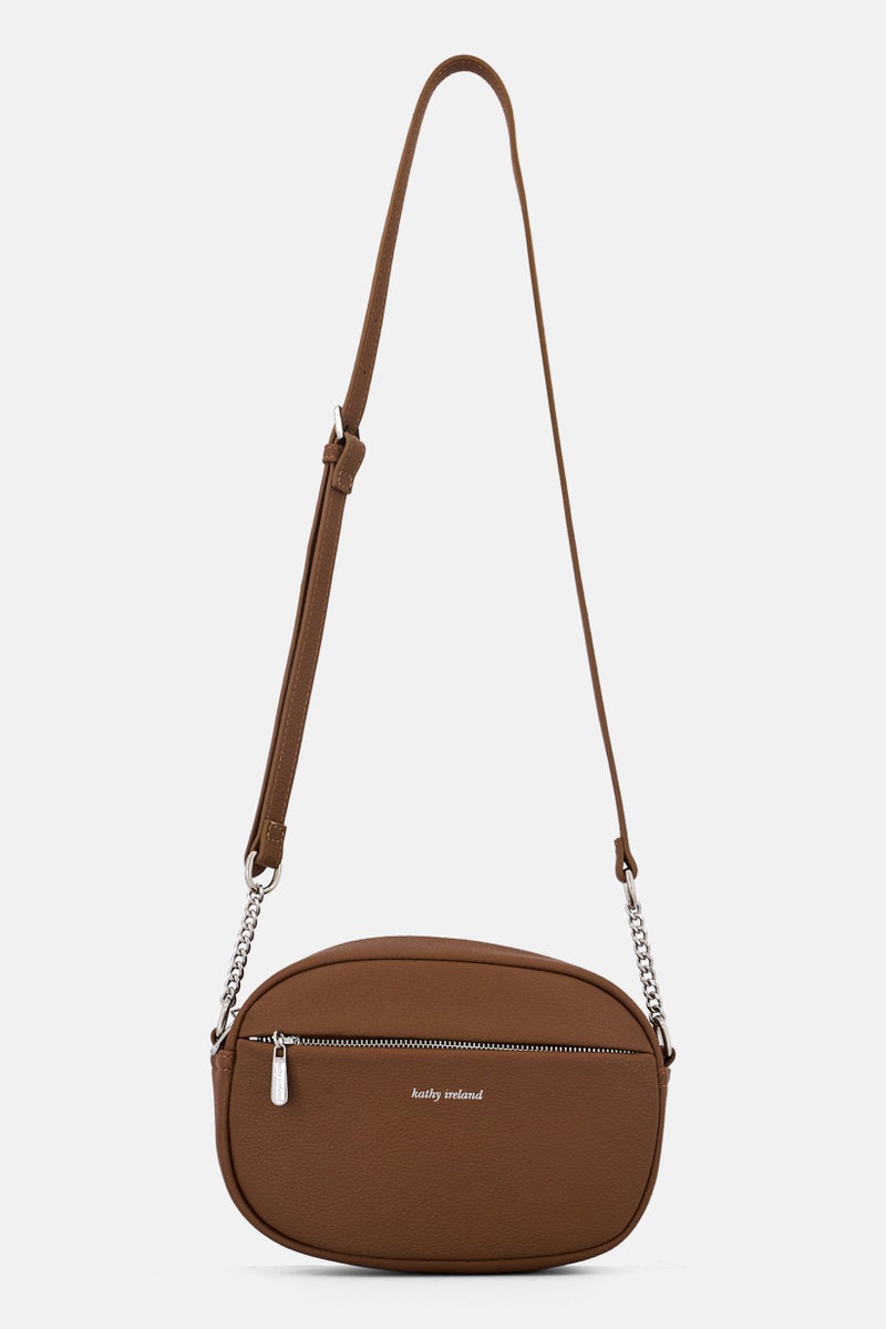 Kathy Ireland Women Brand Logo Cross Body Bag Brown - Image 1