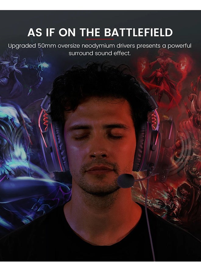 E900 Gaming Headset with Microphone -PC Headset with Detachable Noise Canceling Mic, 3D Surround Sound, Wired Headphone for PS4, PS5, Xbox, Computer, Laptop, Switch, Handheld (3.5MM)