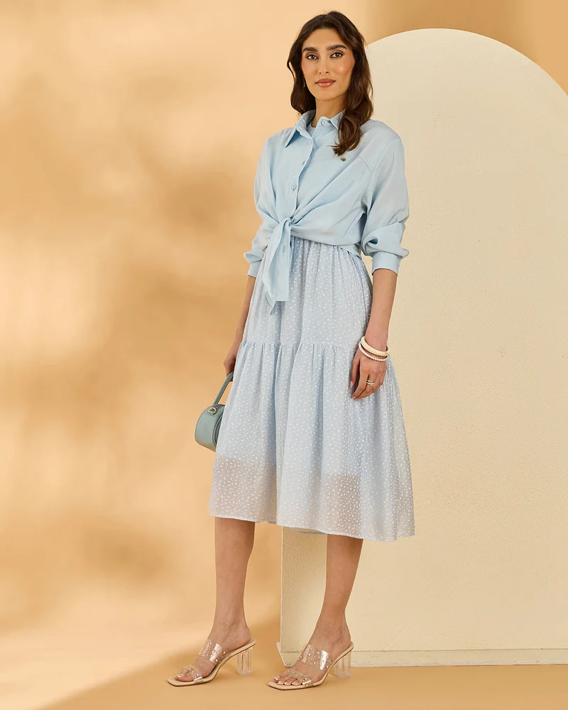 Redtag Women Blue Printed Sleeveless Dress