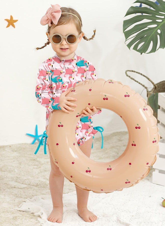 BesserBay Toddler Girls Snaps Bottom UPF 50+ Sun Proteceion Flamingo Pink Rashguard Swimsuit 24-36 Months - Image 2
