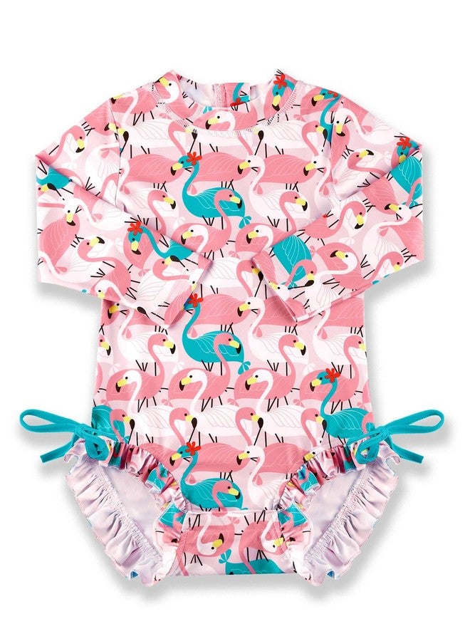 BesserBay Toddler Girls Snaps Bottom UPF 50+ Sun Proteceion Flamingo Pink Rashguard Swimsuit 24-36 Months - Image 1