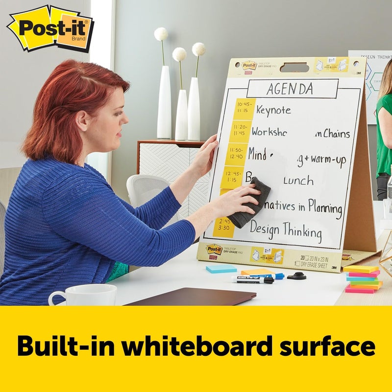 Post-it Super Sticky Portable Tabletop Easel Pad w/Dry Erase Panel, Great for Virtual Teachers and Students, 20x23 Inches, 20 Sheets/Pad, 2 Pads, Built-in Stand (563DE VAD 2PK), White - Image 4