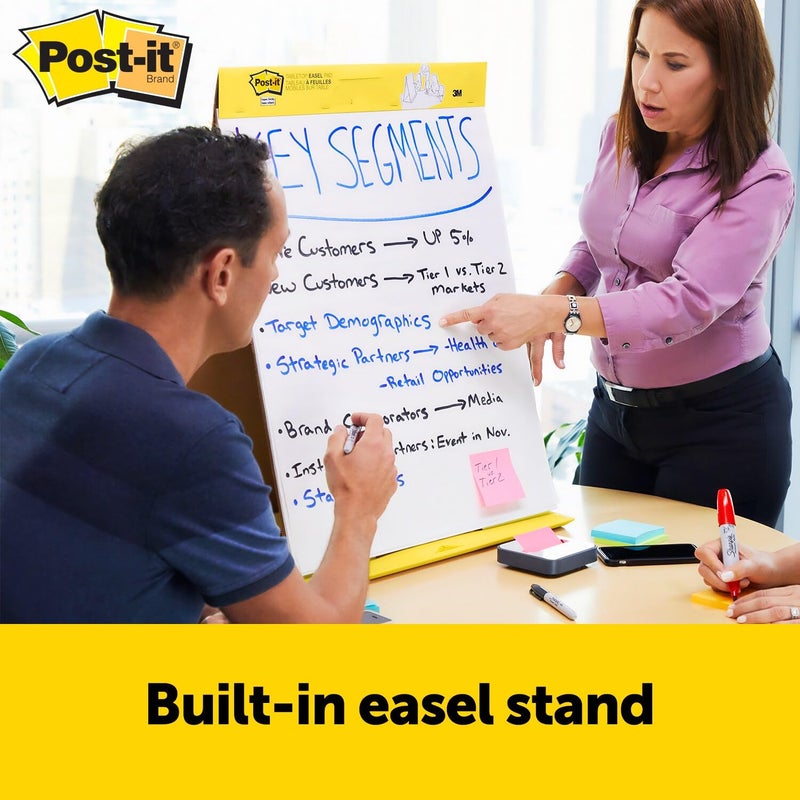 Post-it Super Sticky Portable Tabletop Easel Pad w/Dry Erase Panel, Great for Virtual Teachers and Students, 20x23 Inches, 20 Sheets/Pad, 2 Pads, Built-in Stand (563DE VAD 2PK), White - Image 3
