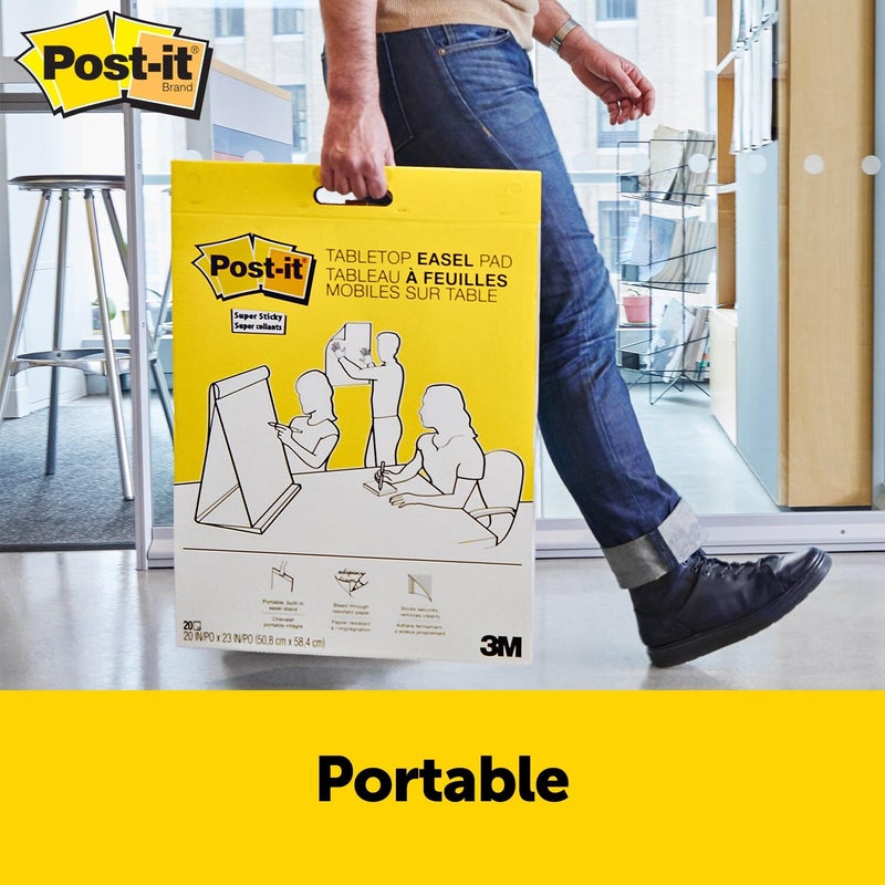 Post-it Super Sticky Portable Tabletop Easel Pad w/Dry Erase Panel, Great for Virtual Teachers and Students, 20x23 Inches, 20 Sheets/Pad, 2 Pads, Built-in Stand (563DE VAD 2PK), White - Image 2