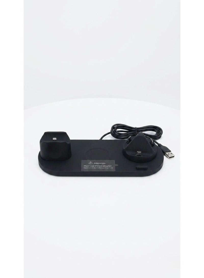 6-in-1 Wireless Charging Station Dock for iPhone, Apple Watch, AirPods & Android - Universal Fast Charging Stand (Black) - Image 2