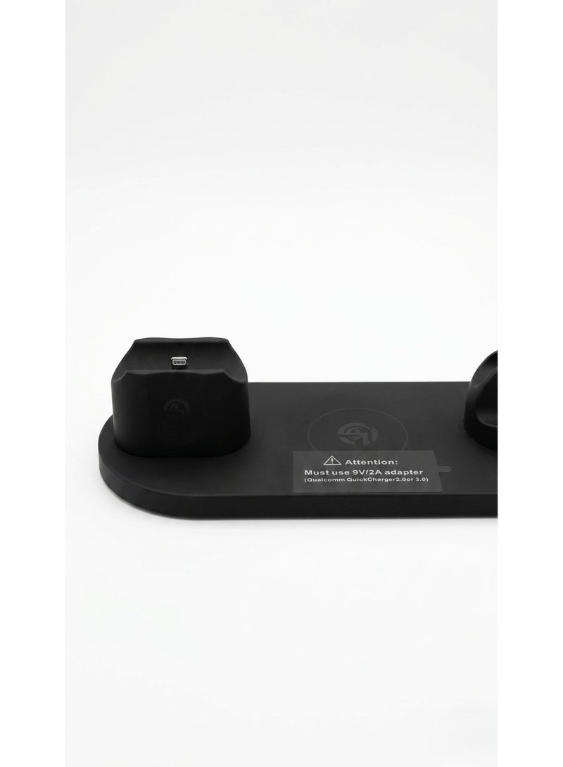 6-in-1 Wireless Charging Station Dock for iPhone, Apple Watch, AirPods & Android - Universal Fast Charging Stand (Black) - Image 4