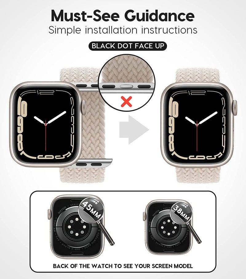 Braided Solo Loop Nylon Strap for Apple Watch, Elastic Bracelet for Series Ultra 2 | 9 | 8 Ultra | 8 | 7 | 6 | 5 | 4 | 3 | SE with metal connectors - Image 4