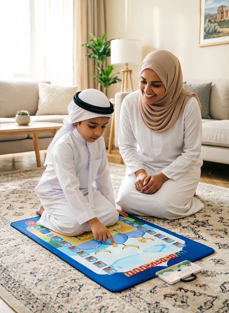 Zisheng Kids Prayer Mat with Music & Compass – Ramadan Gift for Children 110x70 cm (Blue) - Image 1
