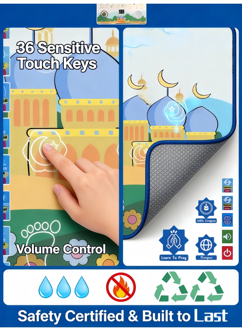 Zisheng Kids Prayer Mat with Music & Compass – Ramadan Gift for Children 110x70 cm (Blue) - Image 4