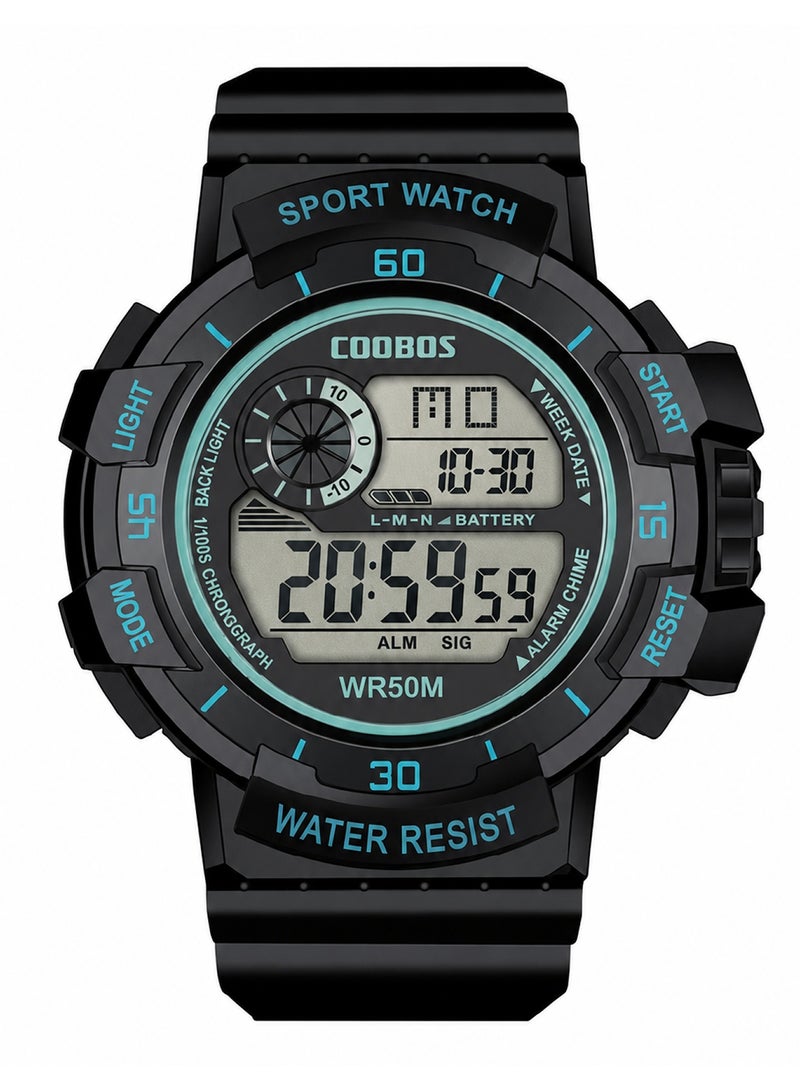 COOBOS Multifunctional Round Screen Electronic Watch for Men Digital Sports Watch for Teen Boys & Adult Male - Image 1