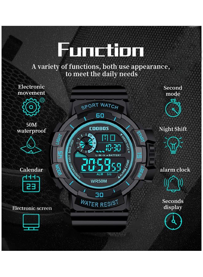 COOBOS Multifunctional Round Screen Electronic Watch for Men Digital Sports Watch for Teen Boys & Adult Male - Image 3