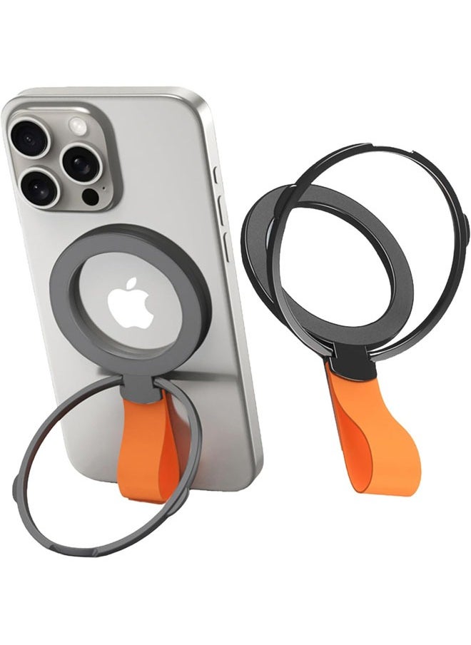 SJet Magnetic Phone Grip Holder Kickstand, Compatible with PopSockets MagSafe Ring Removable, for iPhone, Samsung Galaxy, Google (Orange)  - Image 1