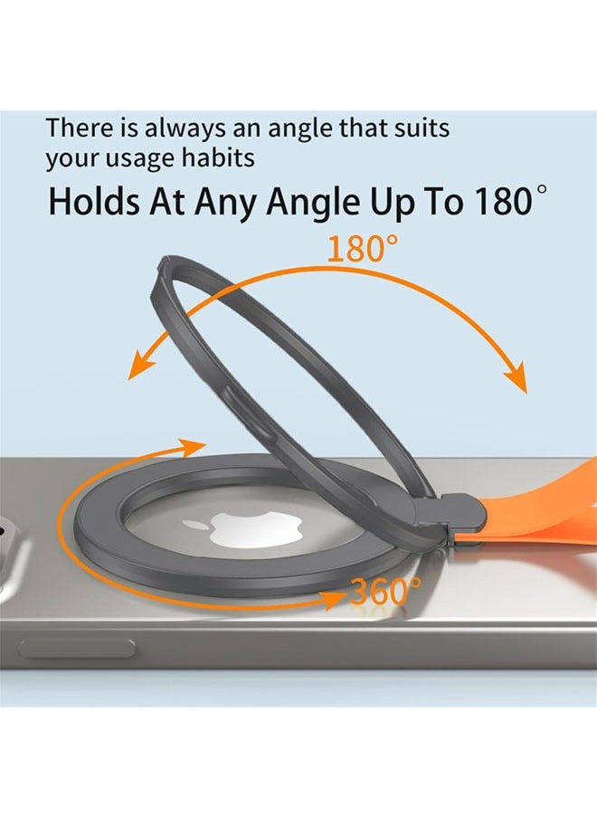 SJet Magnetic Phone Grip Holder Kickstand, Compatible with PopSockets MagSafe Ring Removable, for iPhone, Samsung Galaxy, Google (Orange)  - Image 2