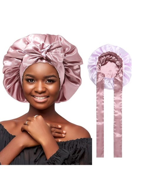 Bonnet Silk Hair Bonnets for Women Curly Hair Wrap for Sleeping Cap Reversible Bonnet with Tie Band Night Cap
