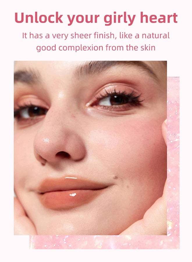 اوكيل كريستال درجة الحرارة تلون أحمر الخدود لمظهر ماكياج طبيعي ، لون أحمر الخدود المتغير للخد والشفاه جل أحمر الخدود اللامع اللامع الانتهاء من أحمر الخدود مرطب أحمر الخدود - Image 2