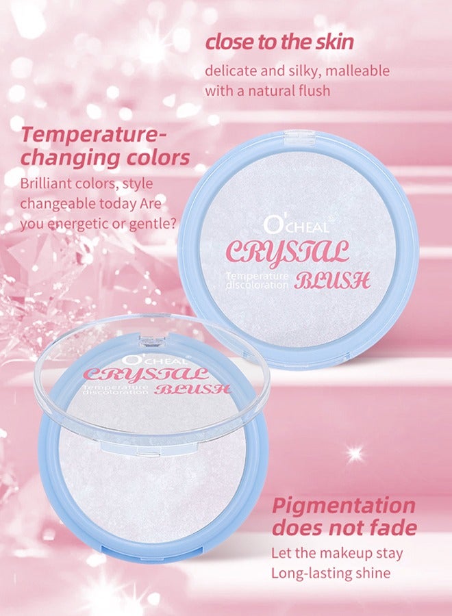 اوكيل كريستال درجة الحرارة تلون أحمر الخدود لمظهر ماكياج طبيعي ، لون أحمر الخدود المتغير للخد والشفاه جل أحمر الخدود اللامع اللامع الانتهاء من أحمر الخدود مرطب أحمر الخدود - Image 4