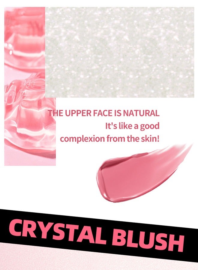 اوكيل كريستال درجة الحرارة تلون أحمر الخدود لمظهر ماكياج طبيعي ، لون أحمر الخدود المتغير للخد والشفاه جل أحمر الخدود اللامع اللامع الانتهاء من أحمر الخدود مرطب أحمر الخدود - Image 5