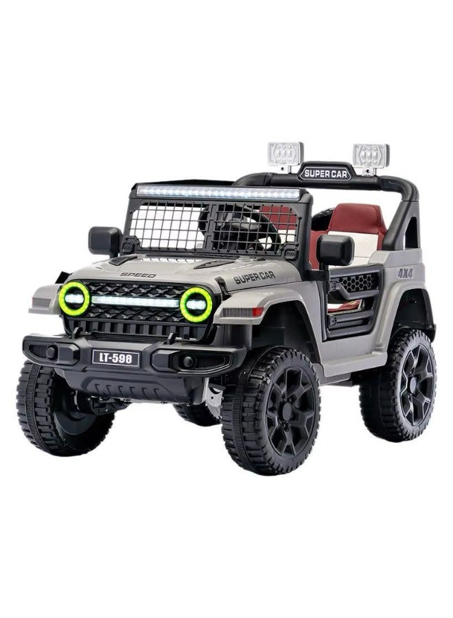 سيارة أطفال كهربائية بأربع عجلات مع جهاز تحكم عن بعد مثالية للقيادة على الطرق الوعرة عربة بلاستيكية للأطفال - Image 1