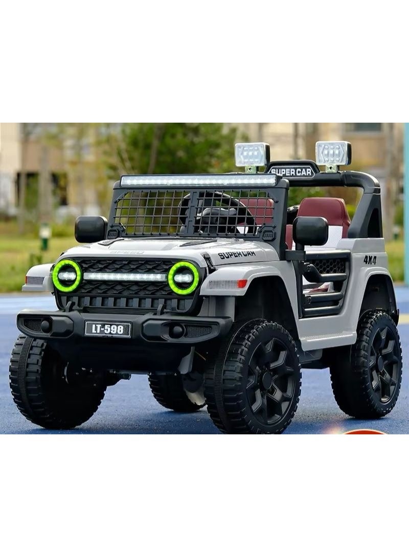 سيارة أطفال كهربائية بأربع عجلات مع جهاز تحكم عن بعد مثالية للقيادة على الطرق الوعرة عربة بلاستيكية للأطفال - Image 2