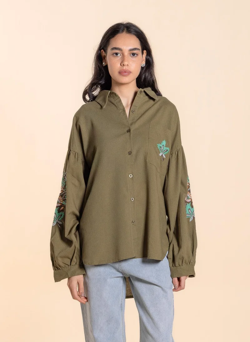 شايبس قميص كتان مطرز