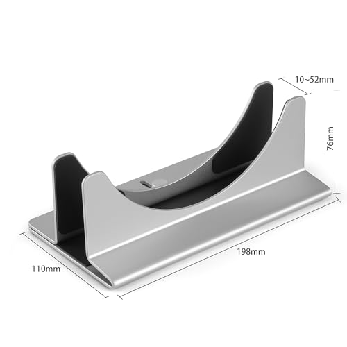 Psitek Adjustable Mac mini Stand Aluminium Vertical Laptop Holder Desk Mount - Universal Fit for Mac mini 2005-2023, Compatible with Laptop and Mini PC - Slot Width (10-52mm/0.4-2 inch) - Image 3