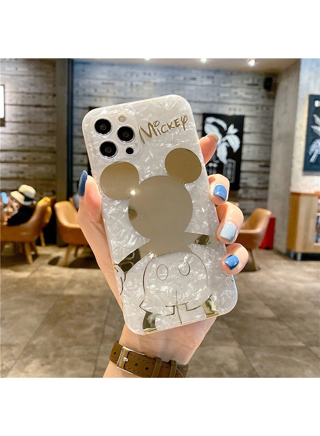 Compatible with iPhone 14 Pro Max Cartoon Case, Mickey Mouse with Quicksand Cell Phone Holder Strap Soft TPU Shockproof Protective White - Image 3