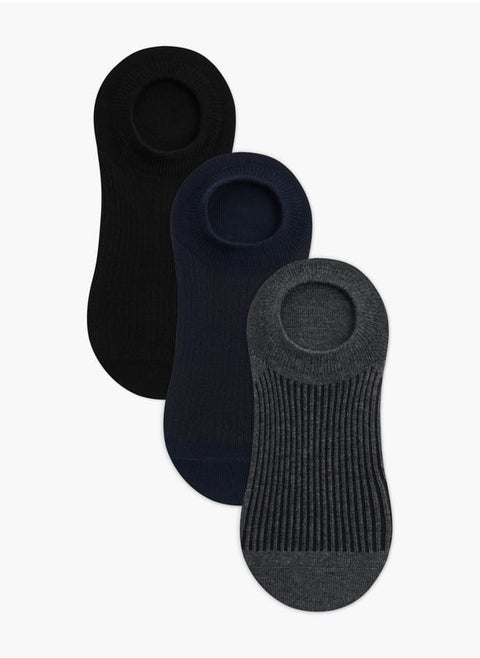 Men's Logo Print Non-Terry No Show Socks - Set of 3