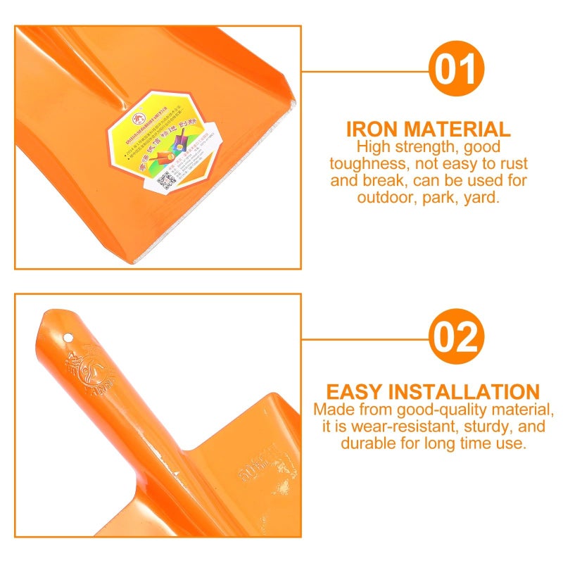 7 Inch Orange Square Head Small Outdoor Garden Shovel Iron Spade Tool for Planting and Digging - Image 4