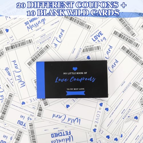 JULEASEL Love Coupon Book for Him - Romantic Love Gifts for Husband Boyfriend, 20 Fun Love Coupons +10 Blank Wild Cards- Couples Gifts for Anniversaries, Birthdays, Valentine's Day & More! - Image 3