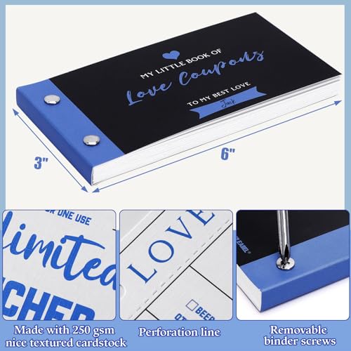 JULEASEL Love Coupon Book for Him - Romantic Love Gifts for Husband Boyfriend, 20 Fun Love Coupons +10 Blank Wild Cards- Couples Gifts for Anniversaries, Birthdays, Valentine's Day & More! - Image 5