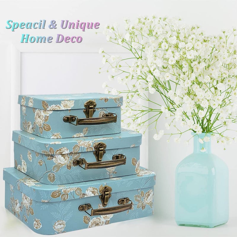 Amedoo Decorative Box Set - 3 Storage Boxes with Lids, Keepsake & Trinket Boxes, Mini Luggage Gift Box, Vintage Suitcases Home Decoration - Image 2
