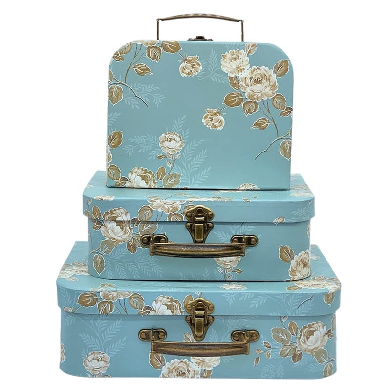 Amedoo Decorative Box Set - 3 Storage Boxes with Lids, Keepsake & Trinket Boxes, Mini Luggage Gift Box, Vintage Suitcases Home Decoration - Image 1