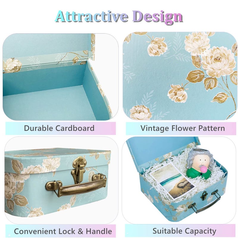 Amedoo Decorative Box Set - 3 Storage Boxes with Lids, Keepsake & Trinket Boxes, Mini Luggage Gift Box, Vintage Suitcases Home Decoration - Image 3