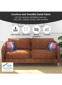 AMI CREATION Ami Creation Suede Unstitched Fabric for Sofa Bed Cover Curtains Cushions Bedsheet Diwan Cover Upholstery Unstitched by Meter 54 Inch Width 5 Meter Rusty Brown  - Image 3