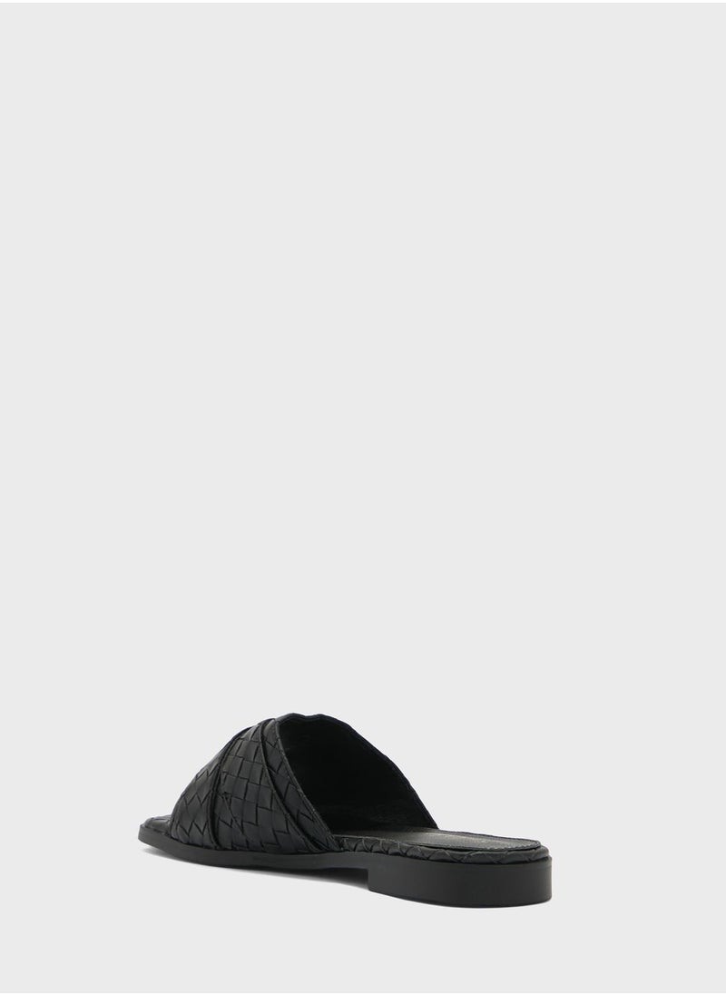 Khizana - Woven Square Toe Flat Sandal - Image 1