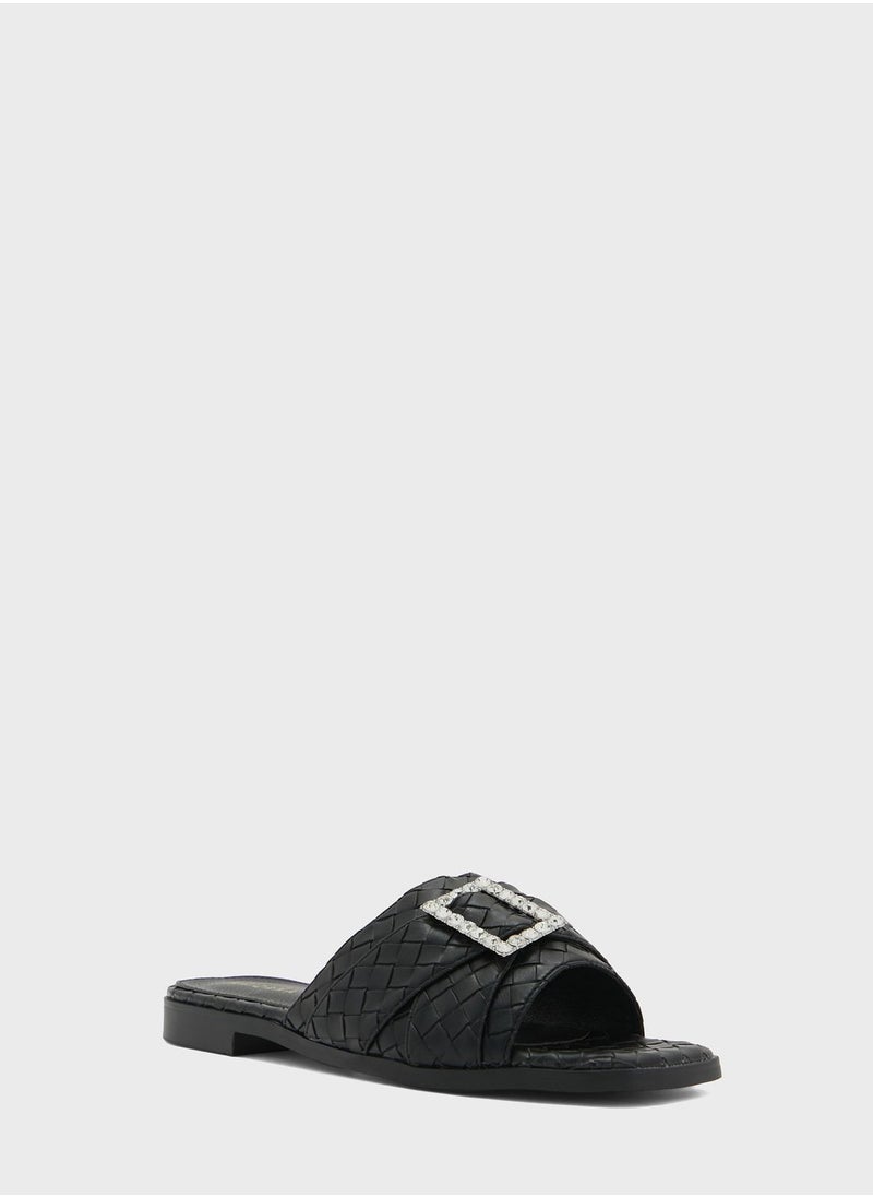 Khizana - Woven Square Toe Flat Sandal - Image 1